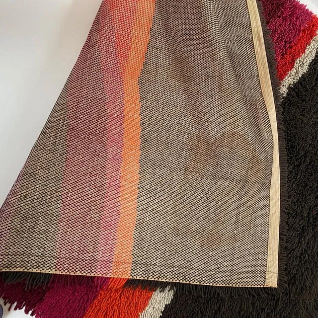 Vintage Dutch Colorful Stripes Panton Style High Pile Rug by Desso, 1970s For Sale - Image 17 of 18