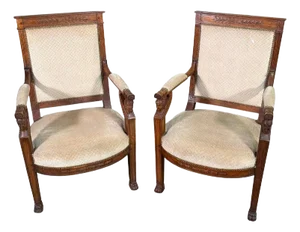 Pair of Late 18th Century Empire Consulate Mahogany Chairs