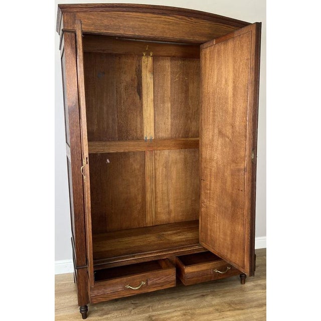 Antique French Carved Oak 2-Door Mirrored Armoire For Sale - Image 10 of 12