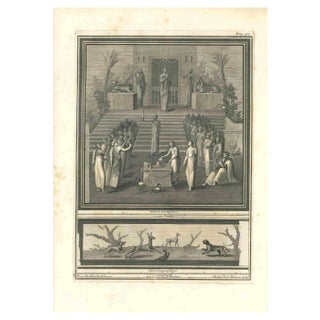 Roccus Pozzi, Ancient Roman Fresco, Original Etching, 18th Century For Sale