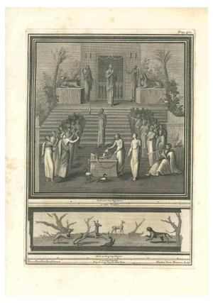 Roccus Pozzi, Ancient Roman Fresco, Original Etching, 18th Century