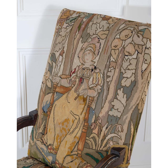 17th-Century French Baroque Walnut Spool Armchair with Petit Point Tapestry For Sale - Image 13 of 15