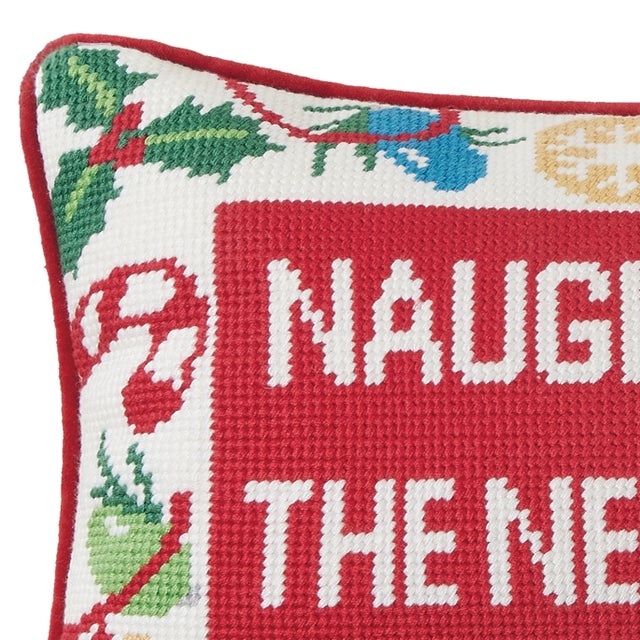 Modern Naughty Is the New Nice Needlepoint Pillow For Sale - Image 3 of 3