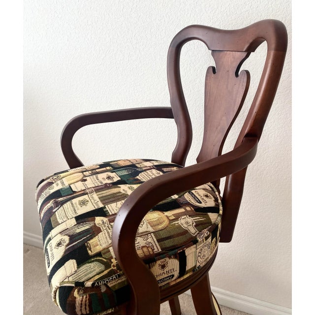 Late 20th Century Cherry Wood Custom Swivel Bar Stool Ethan Allen Style Vintage "Mint" Condition. For Sale - Image 5 of 12