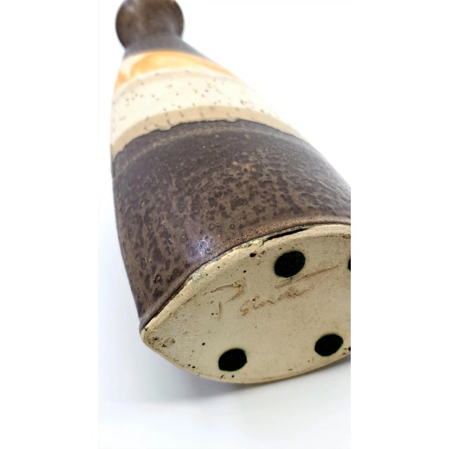 Vintage 1970s Organic Mid-Century Modern Studio Art Pottery Ceramic Vase, Signed For Sale - Image 11 of 13