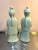Maitland - Smith Maitland-Smith Celadon Ceramic Asian Figurines / Statues Set of Two For Sale - Image 4 of 7