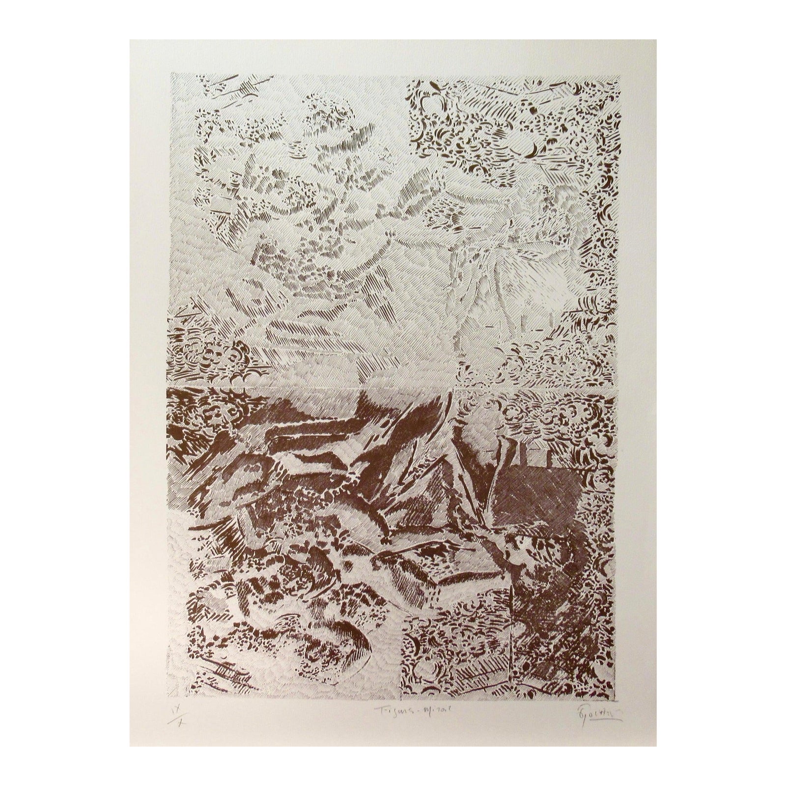 Francois Rouan Figure Miroir C. 1980 Original Print | Chairish