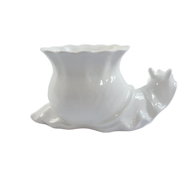 Mediterranean 1980's Blanc De Chine Large Snail Planter For Sale - Image 3 of 10