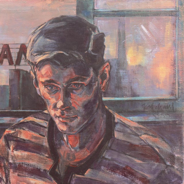 Contemporary 'Portrait of a Young Man' by Hank Ketcham, 1990 Figurative Oil Painting For Sale - Image 3 of 8