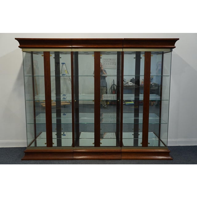 Custom Made Solid Cherry Traditional Style 105" Triple Curio Display Cabinet Set For Sale - Image 4 of 10