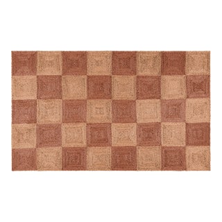 Part & Parcel Goods Jute Block Runner, 2’6”x12’, Topaz and Bisque For Sale