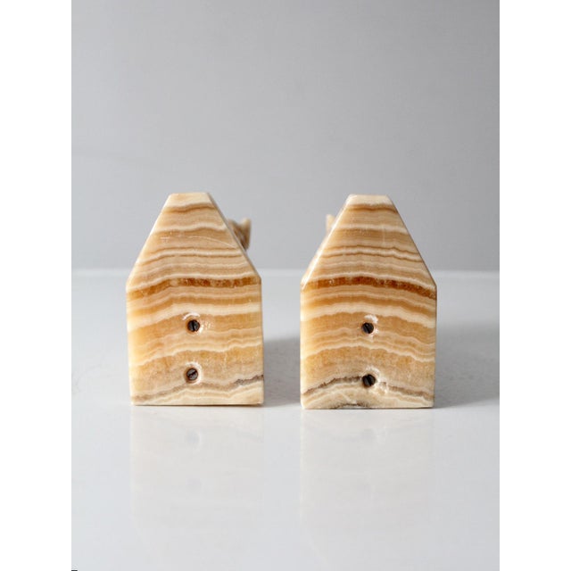 Mid 20th Century Vintage Art Deco Onyx Horse Head Bookends For Sale - Image 5 of 11