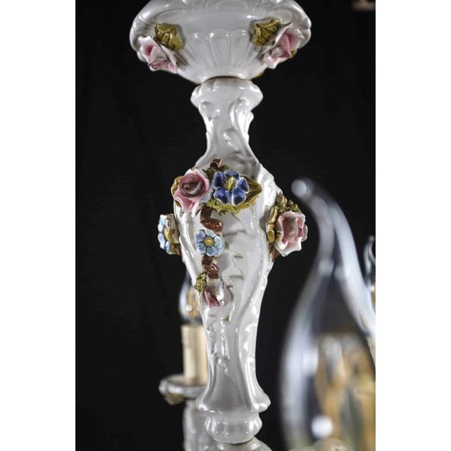 Ceramic Porcelain Chandelier with 6 Arms, Italy, 1950s For Sale - Image 7 of 7