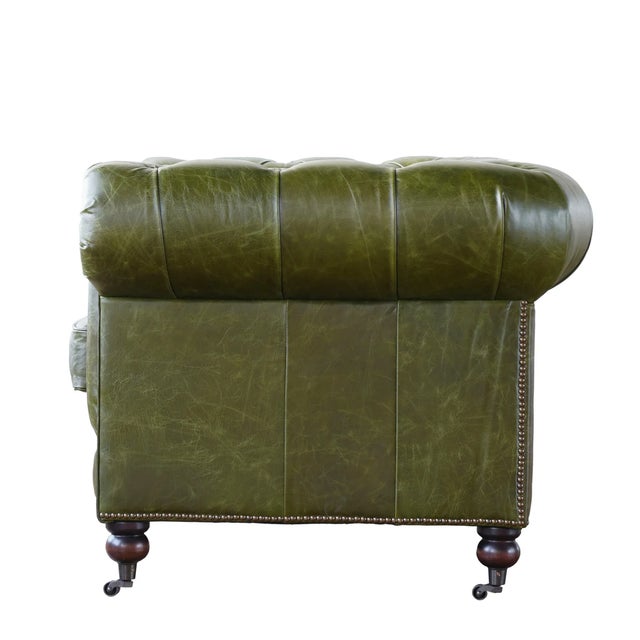 Matthew Izzo Home Churchill Tufted Leather Love Seat For Sale In New York - Image 6 of 6