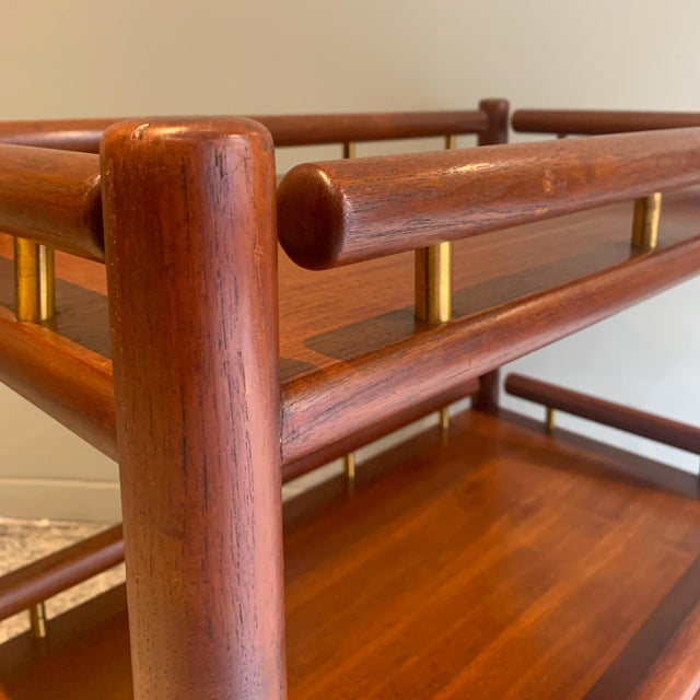 Brown Teak Service Trolley attributed to Ilmari Tapiovaara for La Permanente Mobili Cantù, 1960s For Sale - Image 8 of 12