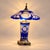 1970s Pair of Cobalt Blue Cut-Glass Table Lamps With Floral Shades For Sale - Image 5 of 11