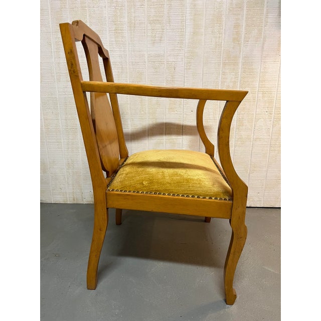 Beautiful antique piece as this armchair is all original! Spring seat with tacked upholstery.