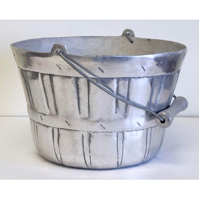 Silver Vintage Centrumetal Barrel Basket Motif Ice Bucket For Sale - Image 8 of 10