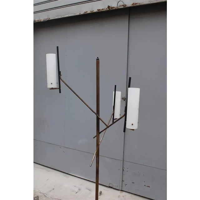 Mid-Century Modern italian Floor Lamp in Brass and Glass, 1950 For Sale - Image 3 of 16