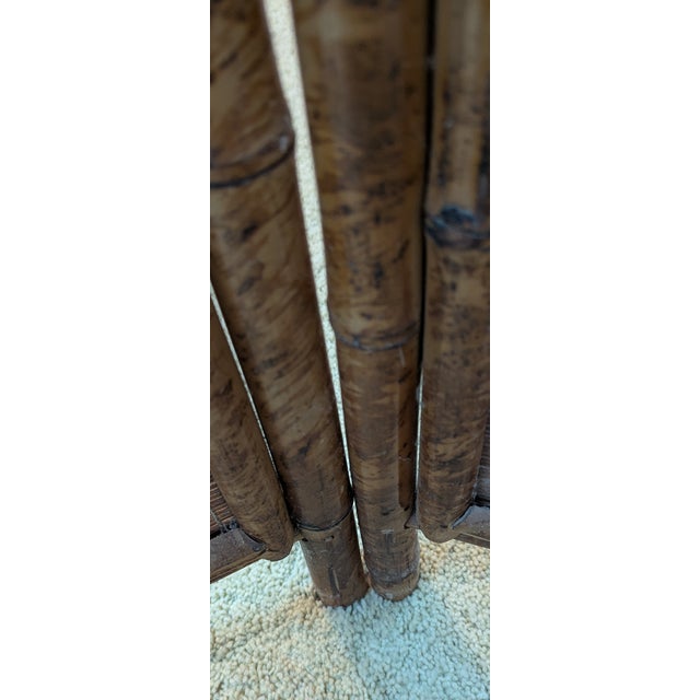1970s Vintage 6-Panel Bamboo Rattan Folding Room Divider Screen Arched Fan Top 1970's For Sale - Image 5 of 10