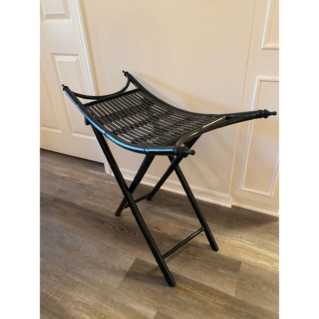 1960s 1960s Asian Chinoiserie Bamboo Rattan Folding Tray Table For Sale - Image 5 of 11