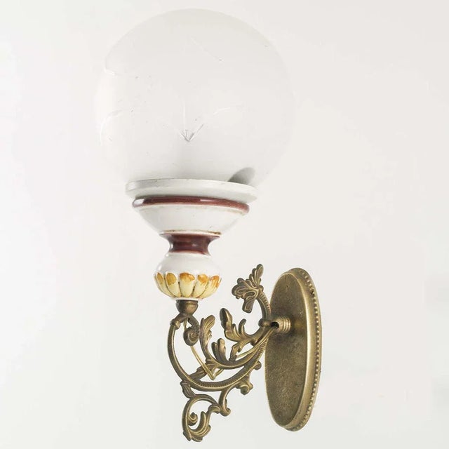 Antique Ceramic and Bronze Sconces, Set of 2 For Sale - Image 5 of 7