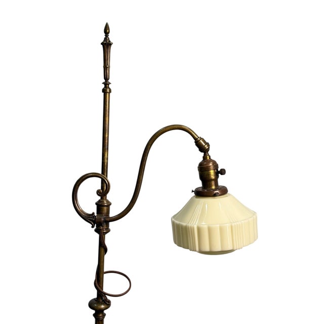 1910s Floor Lamp With Adjustable Height and Glass Shade #2603 For Sale - Image 4 of 9