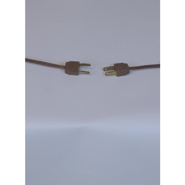 Stiffel Tall Pair of Wood & Brass Stiffel Table Lamps With Original Shades For Sale - Image 4 of 4