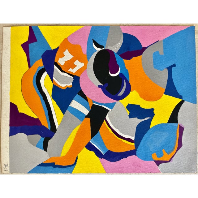 Paper 1962 Pop Watercolor Football Players by Mariette Bevington For Sale - Image 7 of 7