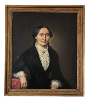 Portrait of Friedericke Dreysel, 19th Century, Oil Painting on Panel, Framed