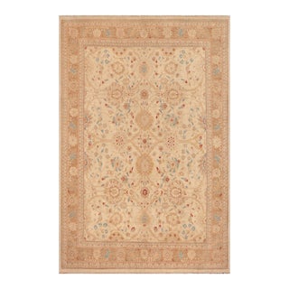Bohemien Ziegler Beige Brown Hand-Knotted Wool Rug- 9'2'' X 11'8'' For Sale