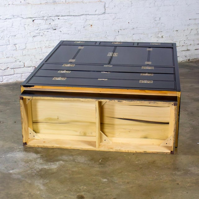 Mid to Late 20th Century Modern Campaign Henredon Black Entertainment Cabinet or Armoire For Sale - Image 10 of 18