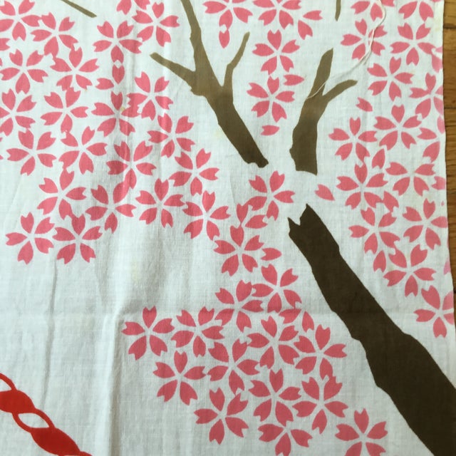 Late 20th Century Vintage Japanese Screen Printed Fujiyasu Co. Noren Door Curtain Panel Hanging For Sale - Image 5 of 11