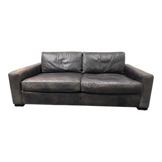 Restoration Hardware Maxwell Luxe Truffle Berkshire Leather Sofa For Sale