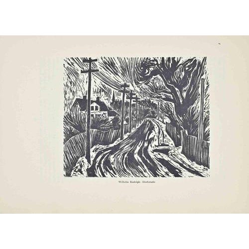 Woodcut print on paper. Not signed. Very good condition. This piece beautifully demonstrates Rudolph's command of the...