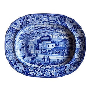 Antique Early 19th Century Riley's China Blue & White Transferware Small Platter in the Chinoiserie Taste, Circa 1820 For Sale
