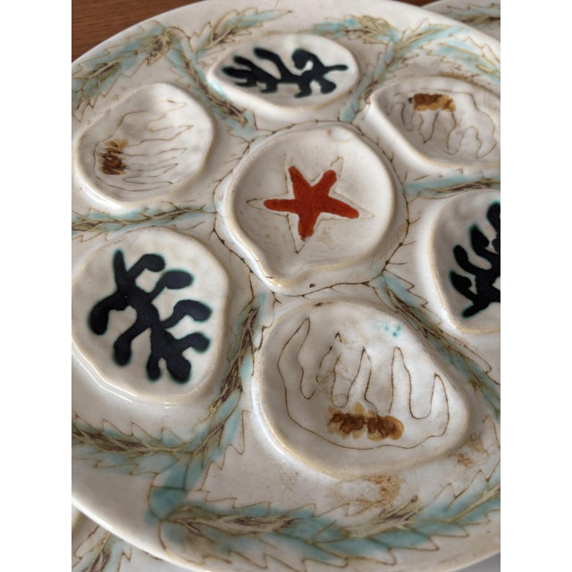 1980s Vintage Ceramic Oyster Plates from Mbfa Pornic, France, 1980s, Set of 6 For Sale - Image 5 of 8