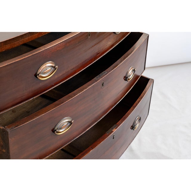Antique English Bow Front Chest For Sale In Boston - Image 6 of 12