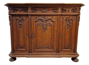 Oak Sideboard with Carvings, 1920s