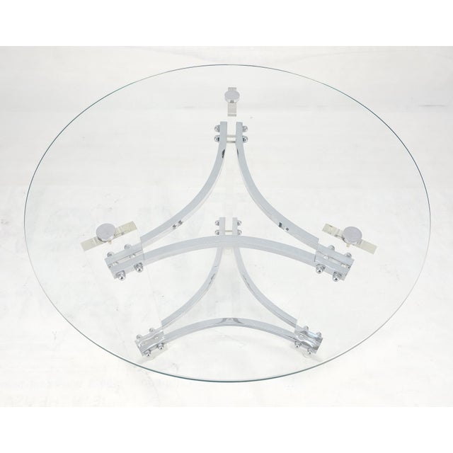 Glass Lucite Chrome Round Center Side Occasional 1970s Two Tier Table MINT!