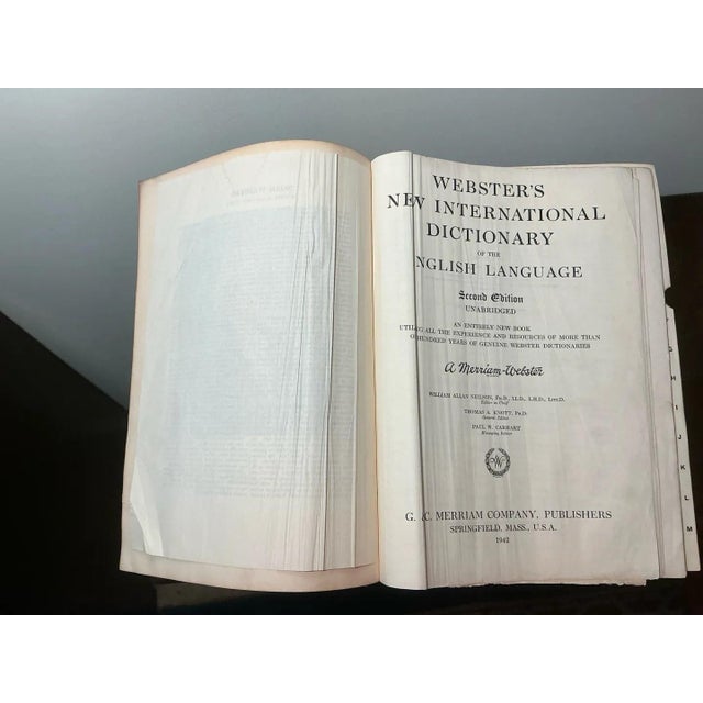 Antique Wood Dictionary Stand With Webster's New International Dictionary For Sale - Image 4 of 12