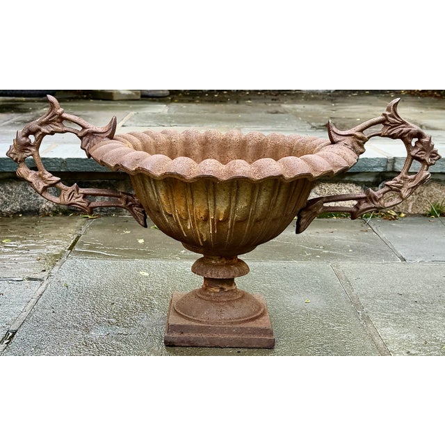 English 19th Century English Cast Iron Garden Urn Planter For Sale - Image 3 of 7