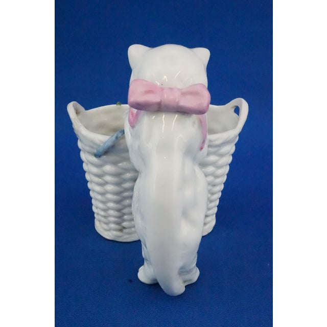 19th Century Porcelain Sculpture of a Cat and Baskets with Flowers in Relief attributed to Vion & Baury, France For Sale - Image 5 of 18