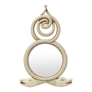 Large Hollywood Regency Style Painted Carved Wood Dolphin Grotto Wall Mirror For Sale