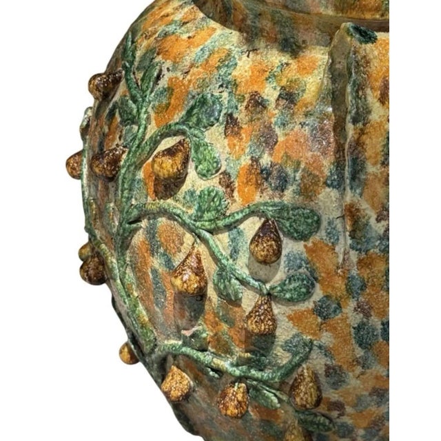 1990s Vintage Italian Majolica Three-Armed Pear Planter Vase For Sale - Image 5 of 12