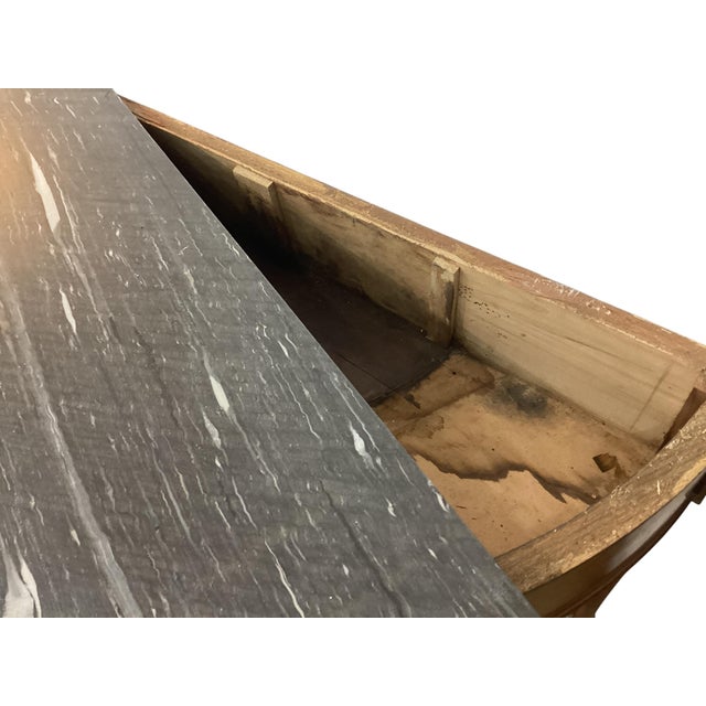 Pair of Louis XVI Style Marble Top Mahogany Brass Mounted Demi-Lune Consoles For Sale In Raleigh - Image 6 of 11