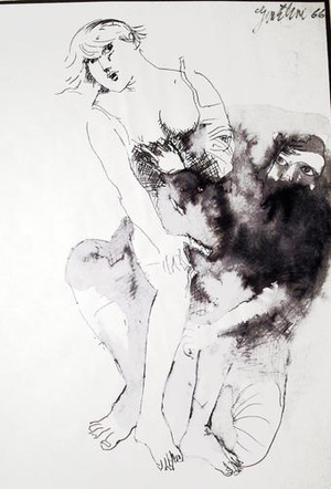 Franco Gentilini, Il ratto, Mixed Media on Paper, 1966