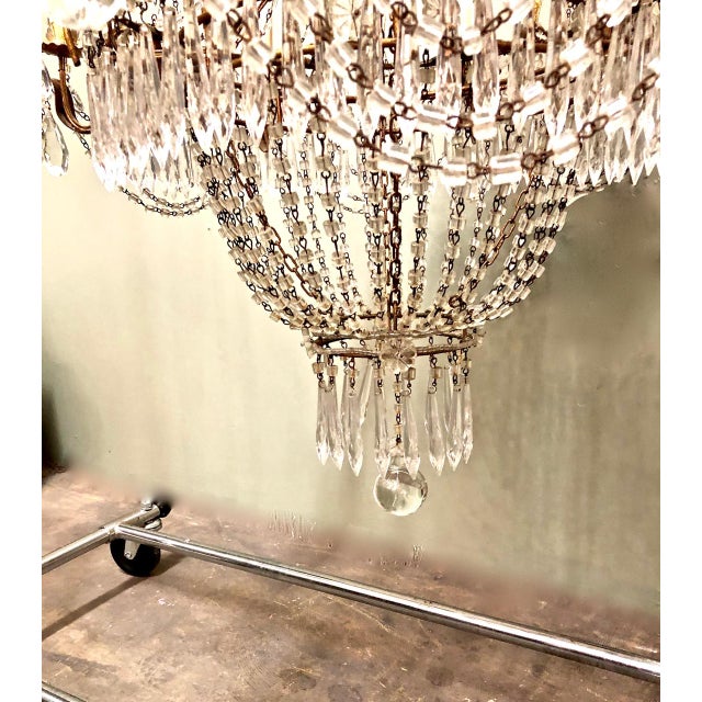 Mid-20th C. Italian Baltic Beaded Chandelier With Multiple Swags & Pendants For Sale In Los Angeles - Image 6 of 7