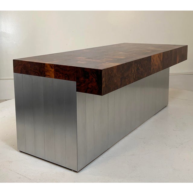 1970s Paul Evans Cityscape Executive Desk in Burl Walnut For Sale - Image 15 of 16
