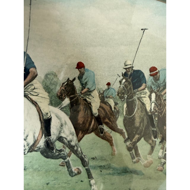 Mid 20th Century Cal-Mode Fine Furniture Gallop on the Boards Polo Scene, Framed For Sale - Image 5 of 11